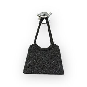 Vintage 50’s: Magid 𖣴 Mini Beaded Top Handle Handbag Evening Bag 𖣴 Black 𖣴